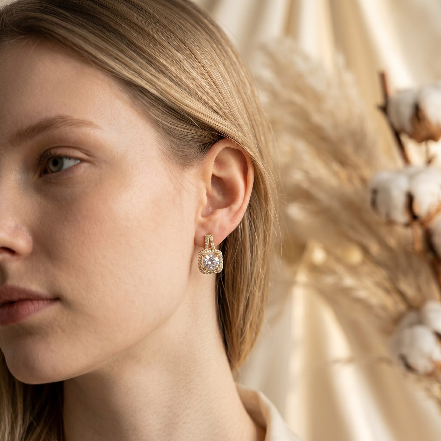 Quadra Mini Cubic Zirconia Stud Earrings