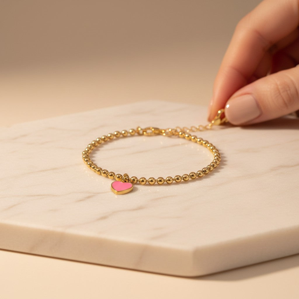 Dolce Pink Heart Bead Bracelet