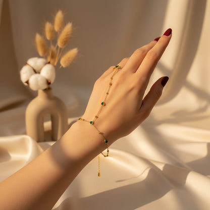 Amore Slave Bracelet with Green Hearts