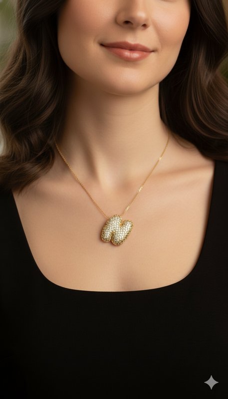 Initial N Cubic Zirconia Necklace