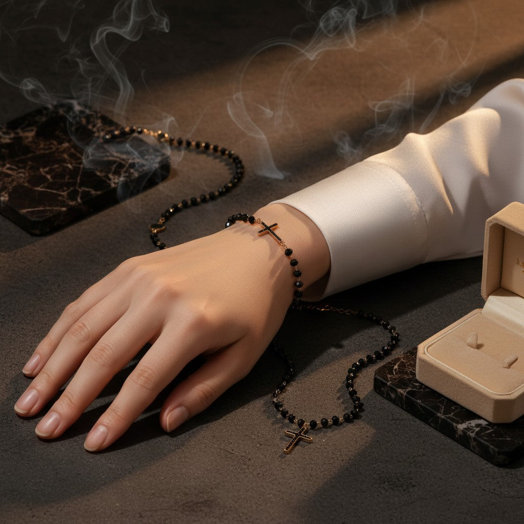 Nero Cross Necklace & Bracelet Set