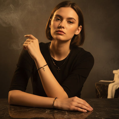 Nero Cross Necklace & Bracelet Set