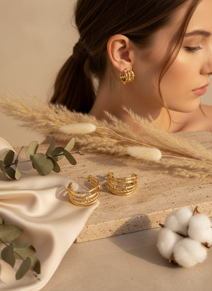 Scala Tiered Half-Hoop Earrings