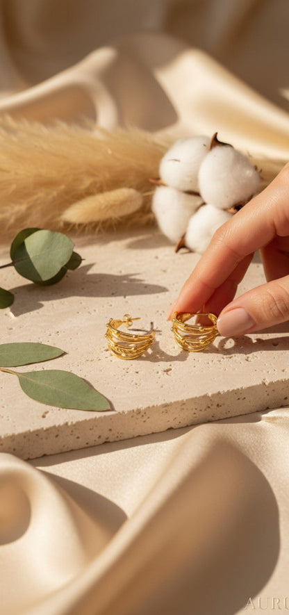 Scala Tiered Half-Hoop Earrings
