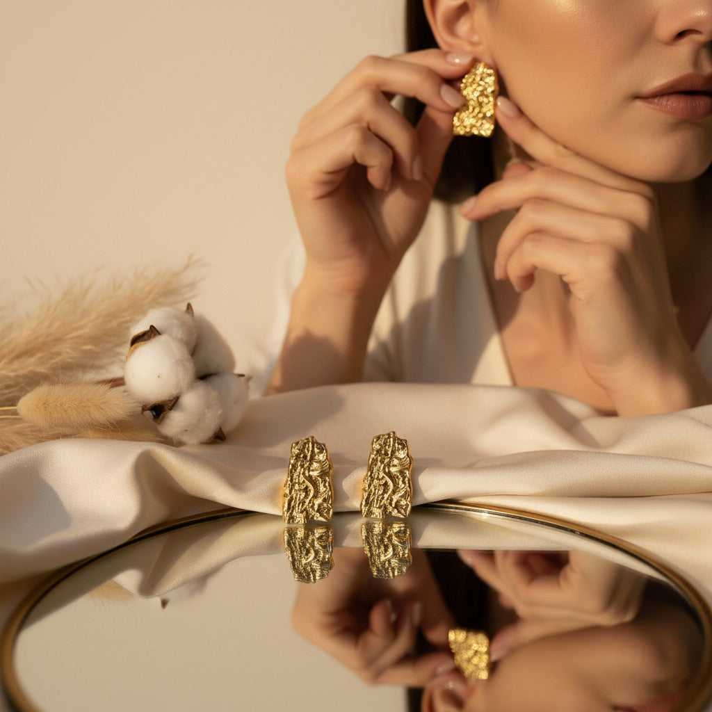Martello Textured Gold Hoop Earrings