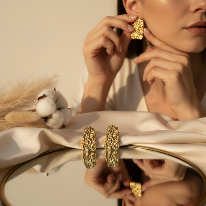Martello Textured Gold Hoop Earrings