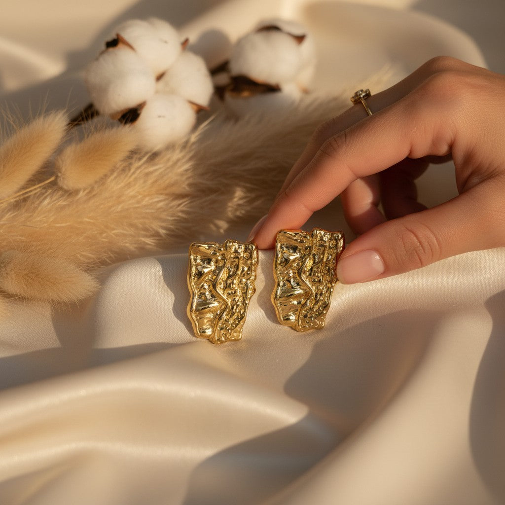 Martello Textured Gold Hoop Earrings