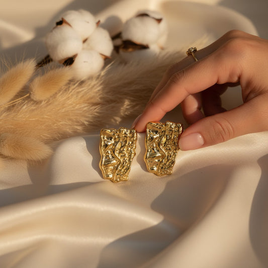 Martello Textured Gold Hoop Earrings