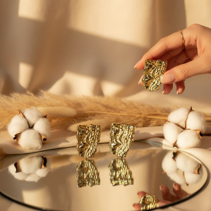 Martello Textured Gold Hoop Earrings