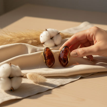Gemma Oval Inlay Earrings