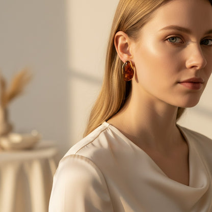 Gemma Oval Inlay Earrings
