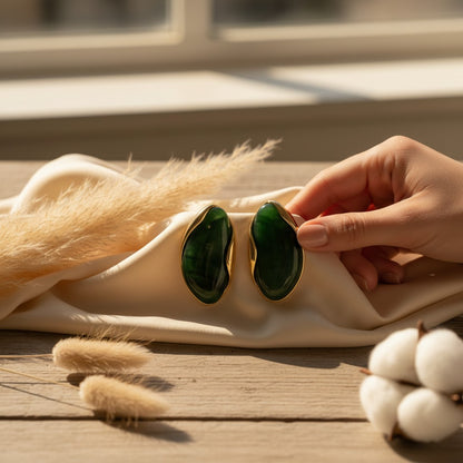 Gemma Oval Inlay Earrings