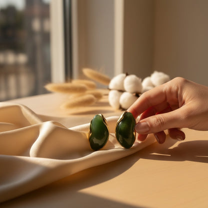 Gemma Oval Inlay Earrings