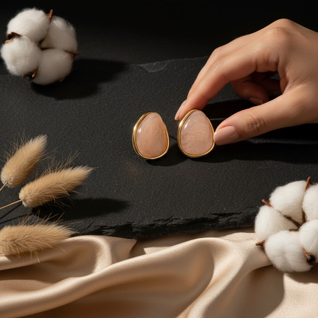Quarzo Inlay Stone Earrings