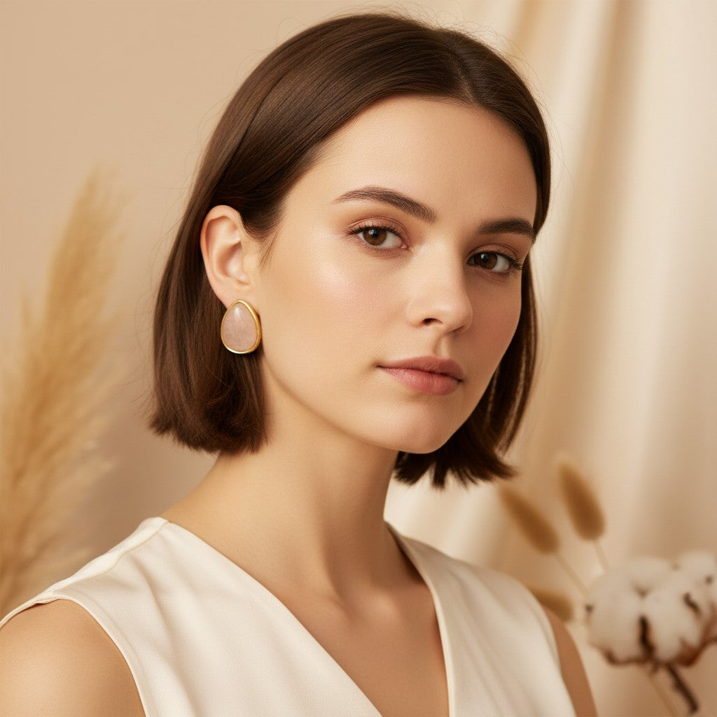 Quarzo Inlay Stone Earrings