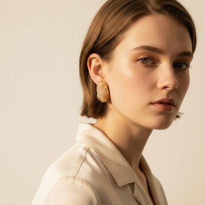 Gemma Oval Inlay Earrings