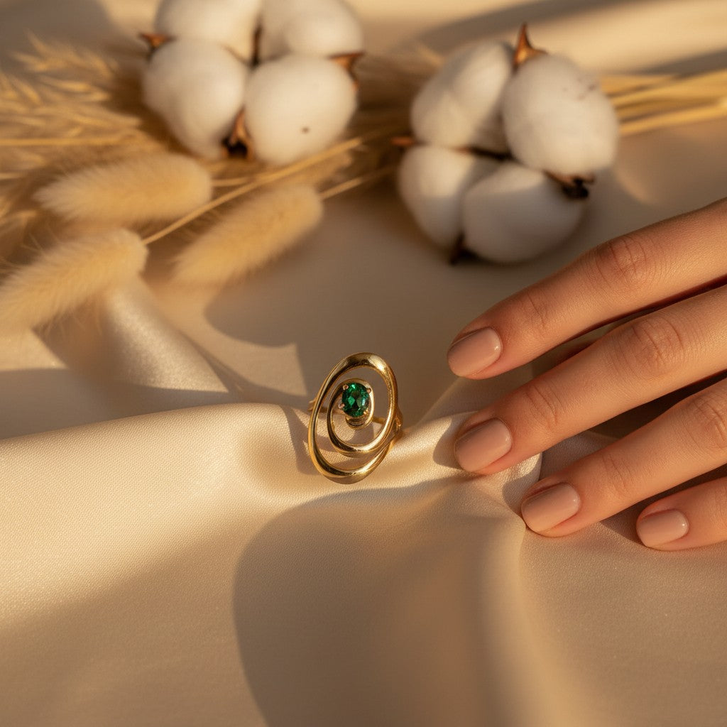 Spirale Green Stone Ring