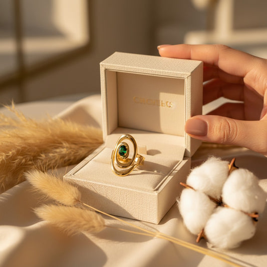Spirale Green Stone Ring