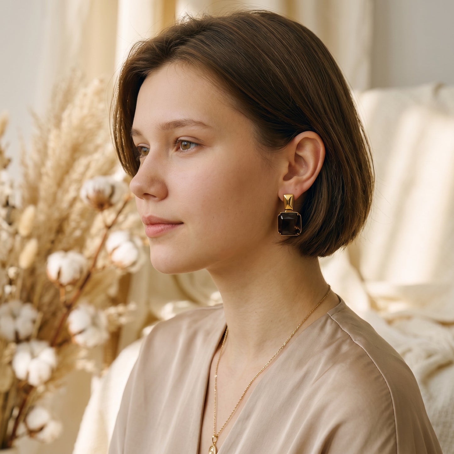 Cioccolato Square Cubic Zirconia Earrings