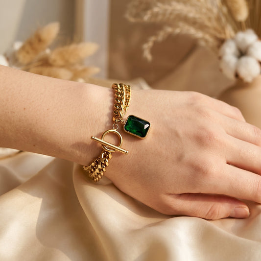 Smeraldo Green Cubic Zirconia Chain Bracelet