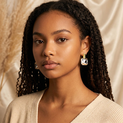 Cioccolato Square Cubic Zirconia Earrings
