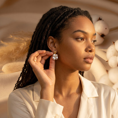 Cioccolato Square Cubic Zirconia Earrings
