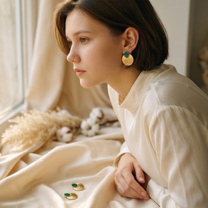 Ventaglio Malachite Fan Earrings