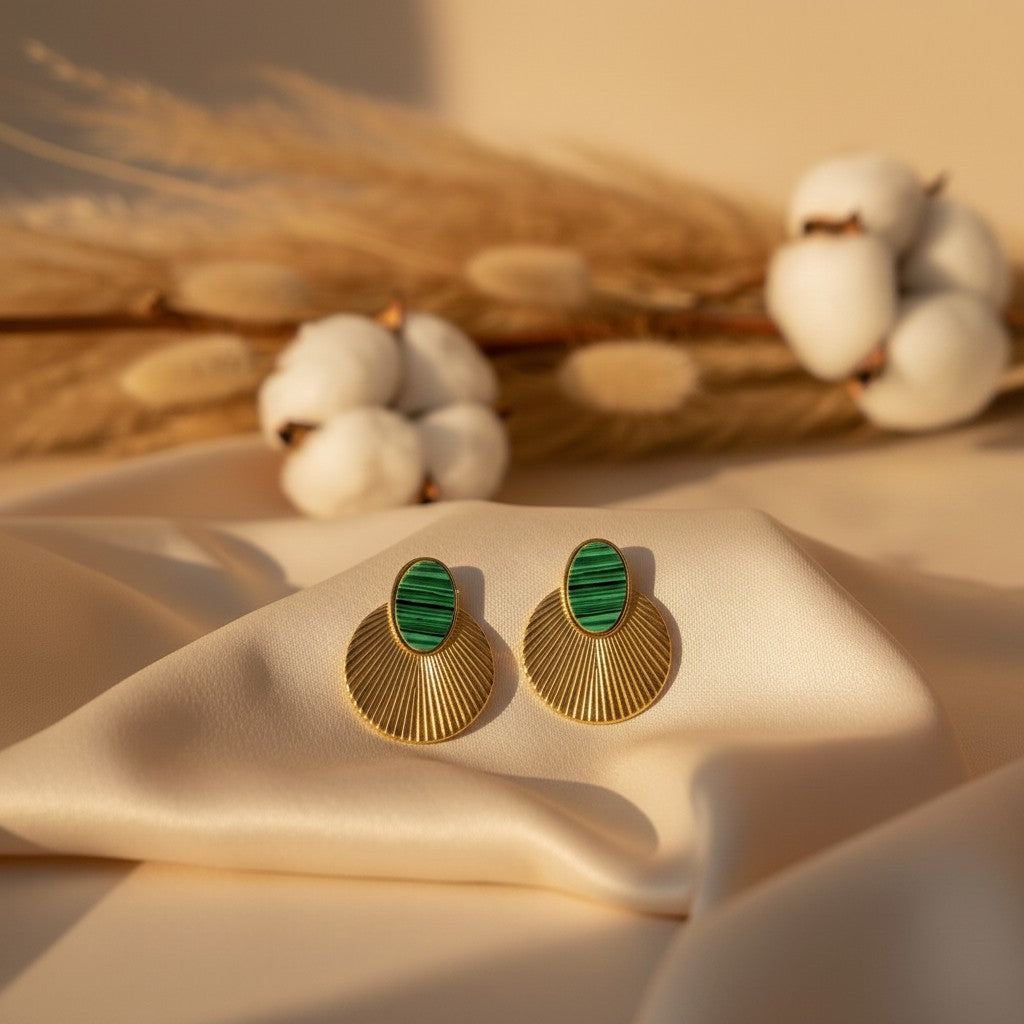 Ventaglio Malachite Fan Earrings