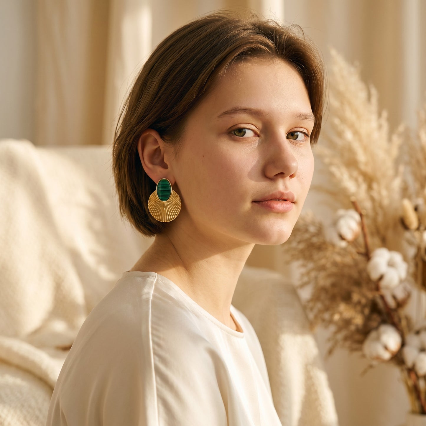 Ventaglio Malachite Fan Earrings