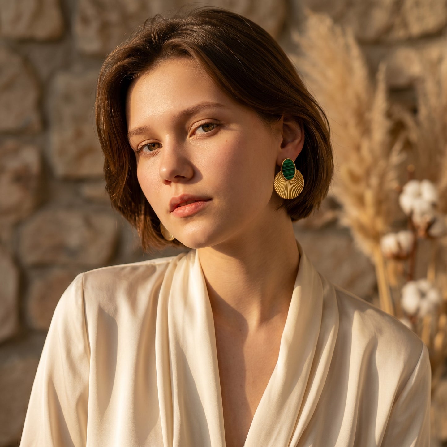 Ventaglio Malachite Fan Earrings