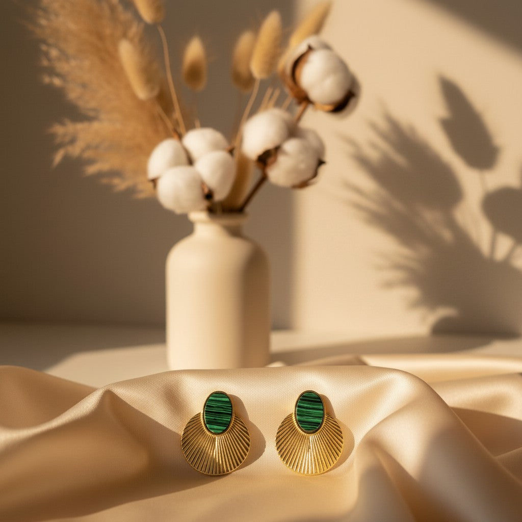 Ventaglio Malachite Fan Earrings