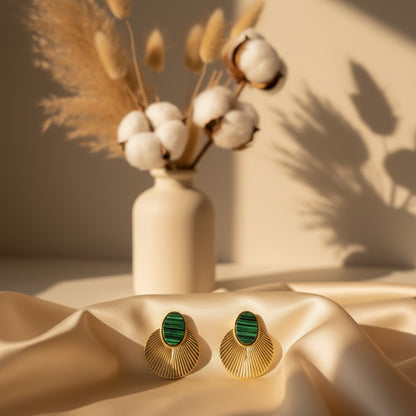 Ventaglio Malachite Fan Earrings