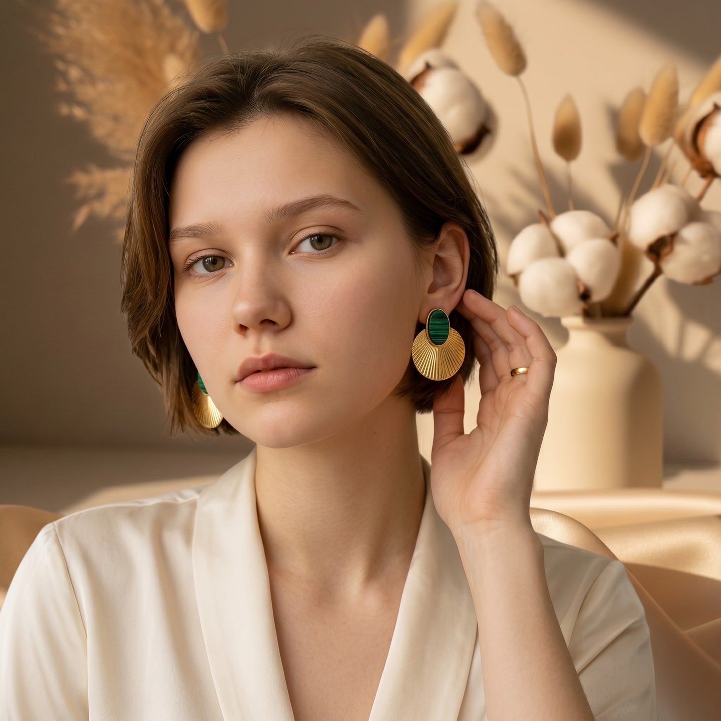 Ventaglio Malachite Fan Earrings