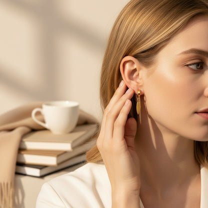 Piuma Feather Drop Hoop Earrings