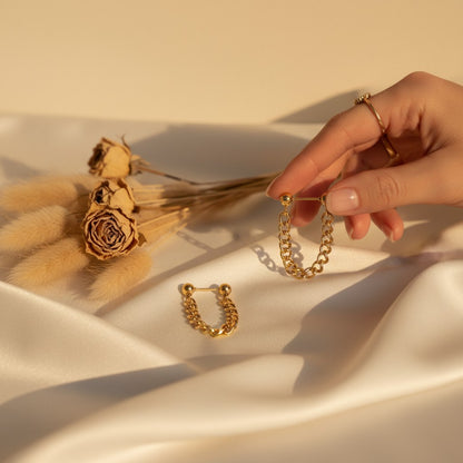 Catena Chain Drop Stud Earrings