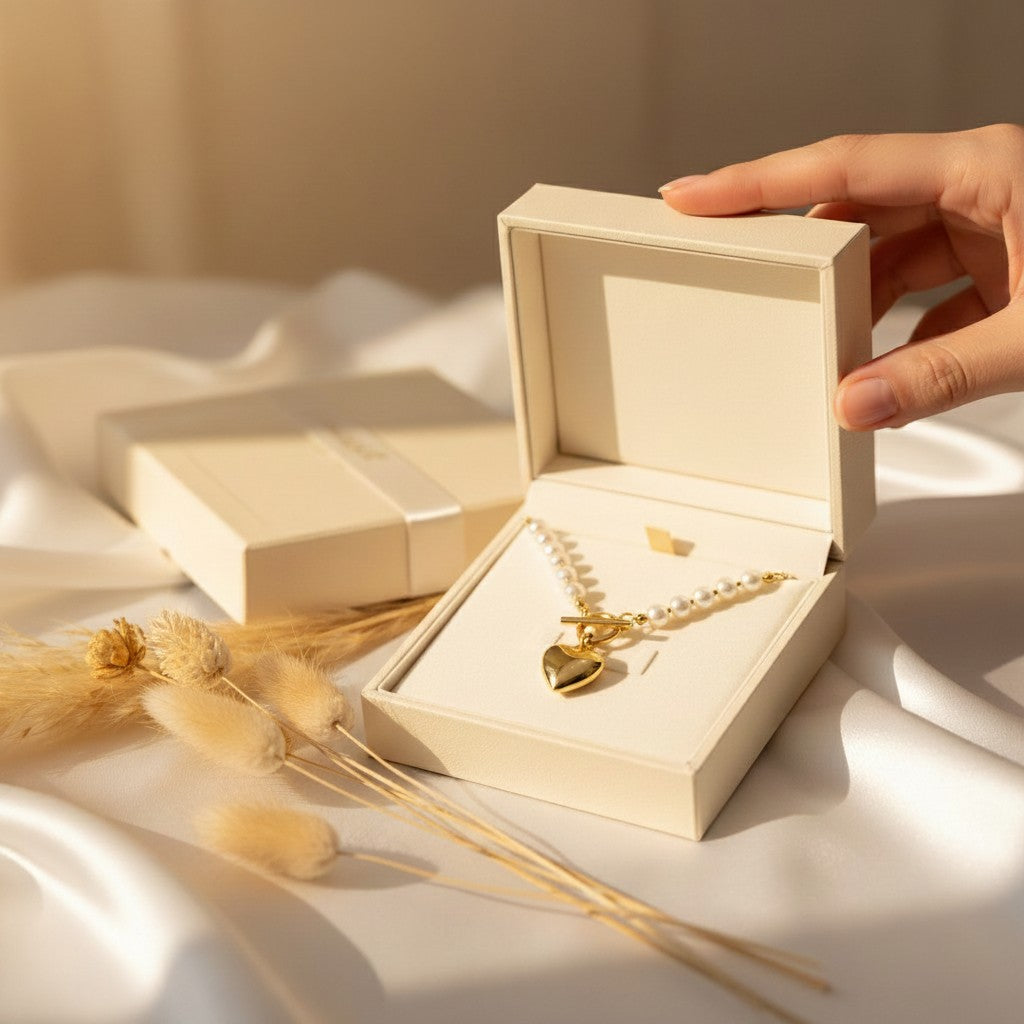 Perla Pearl & Gold Heart Necklace