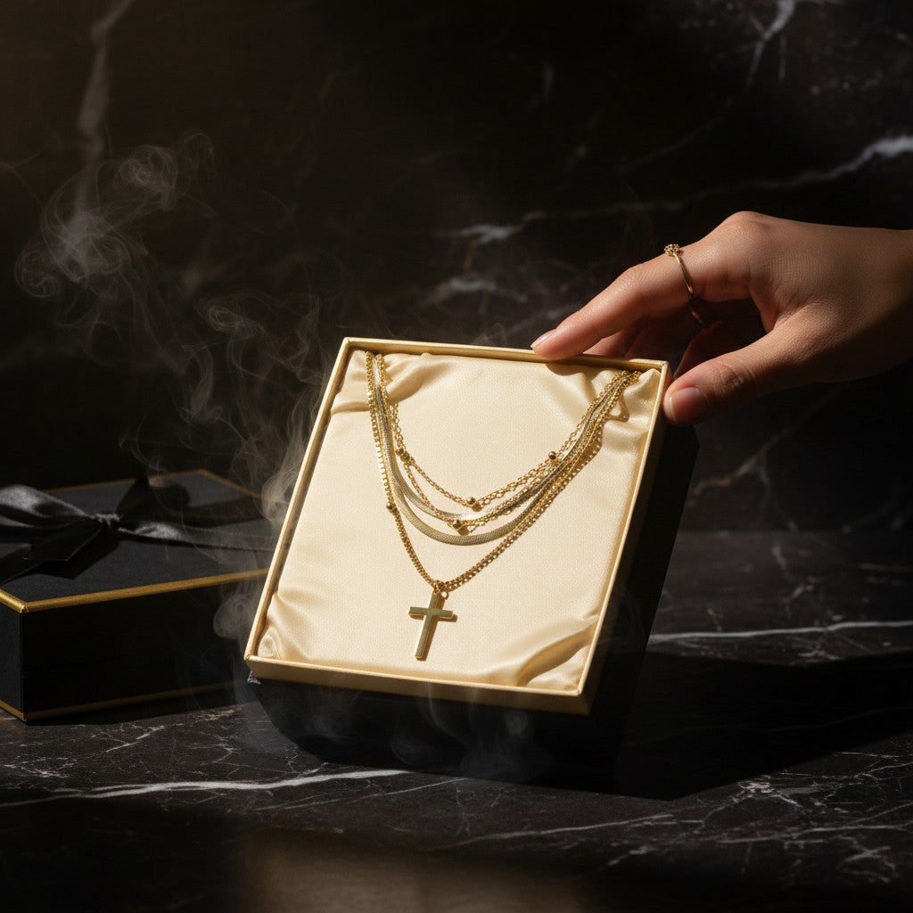 Trinita Triple Chain Cross Necklace