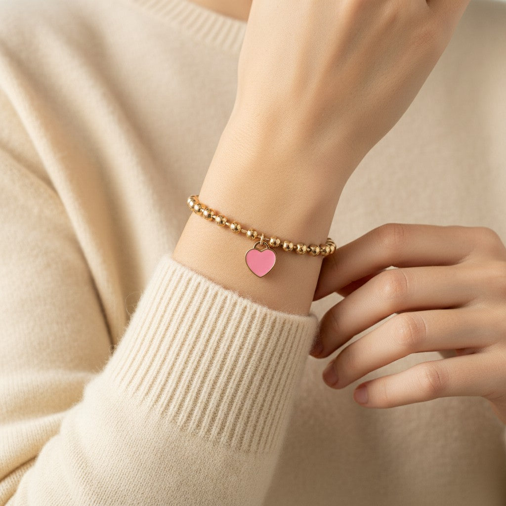 Dolce Pink Heart Bead Bracelet