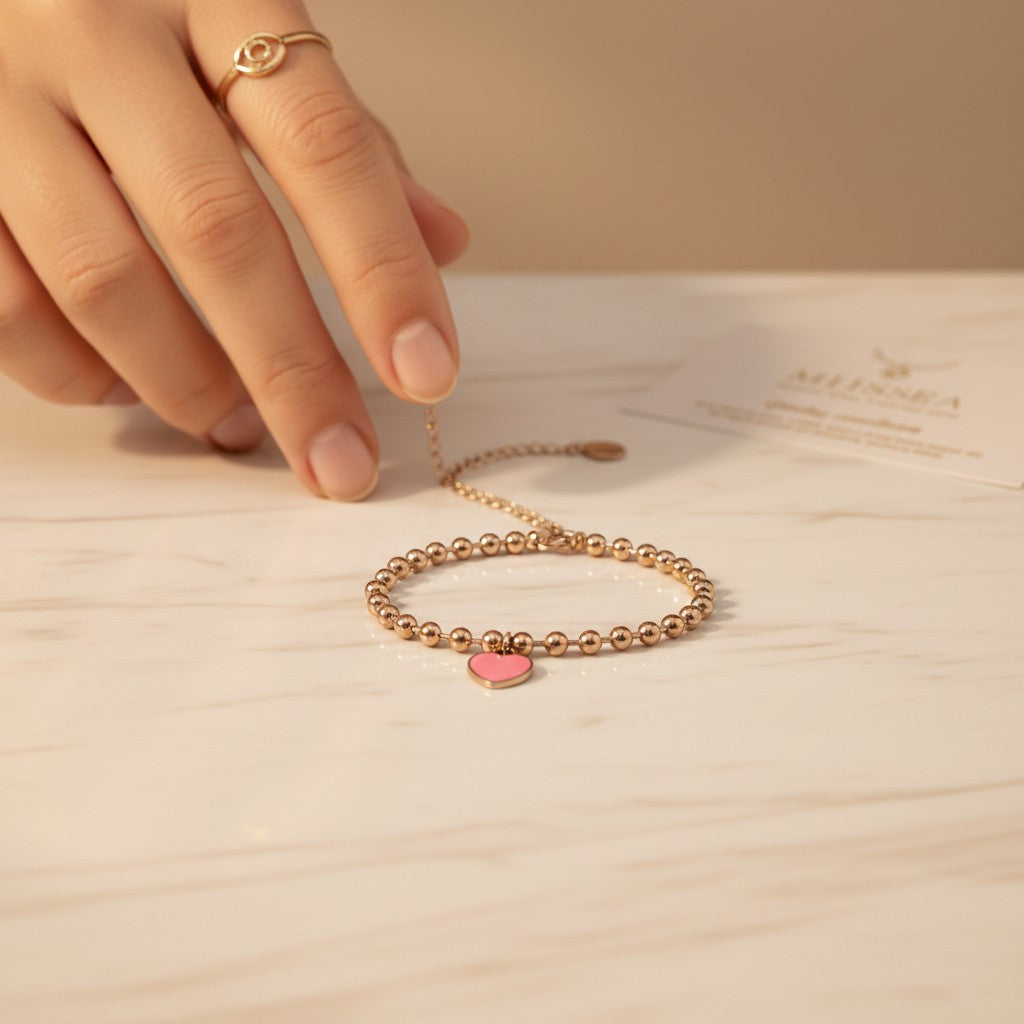Dolce Pink Heart Bead Bracelet