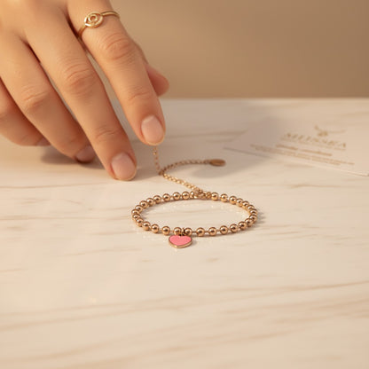 Dolce Pink Heart Bead Bracelet