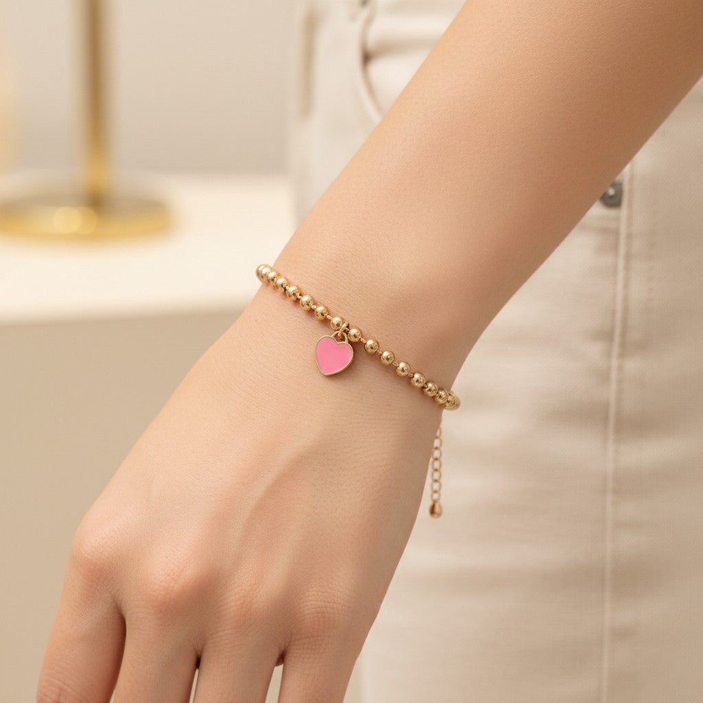 Dolce Pink Heart Bead Bracelet