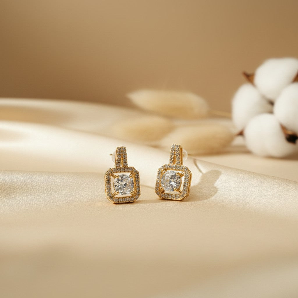 Quadra Mini Cubic Zirconia Stud Earrings