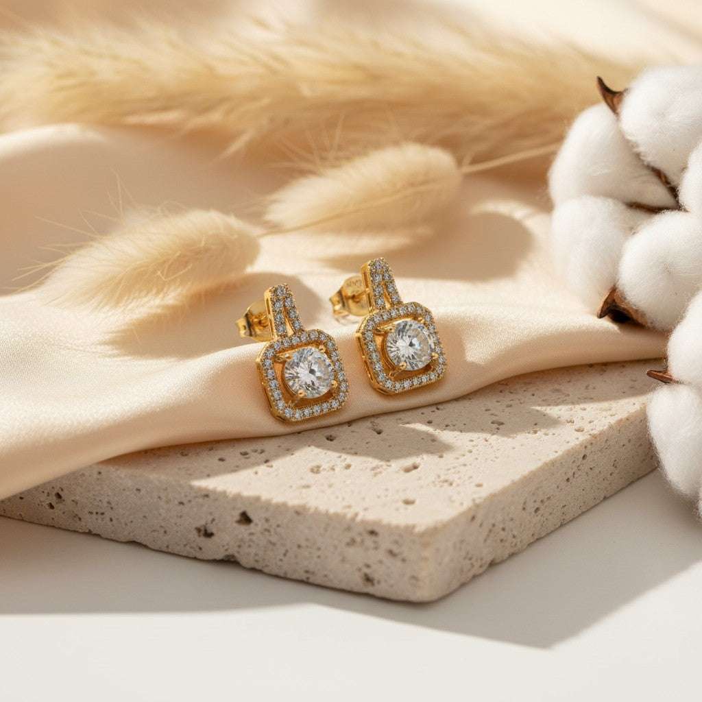 Quadra Mini Cubic Zirconia Stud Earrings