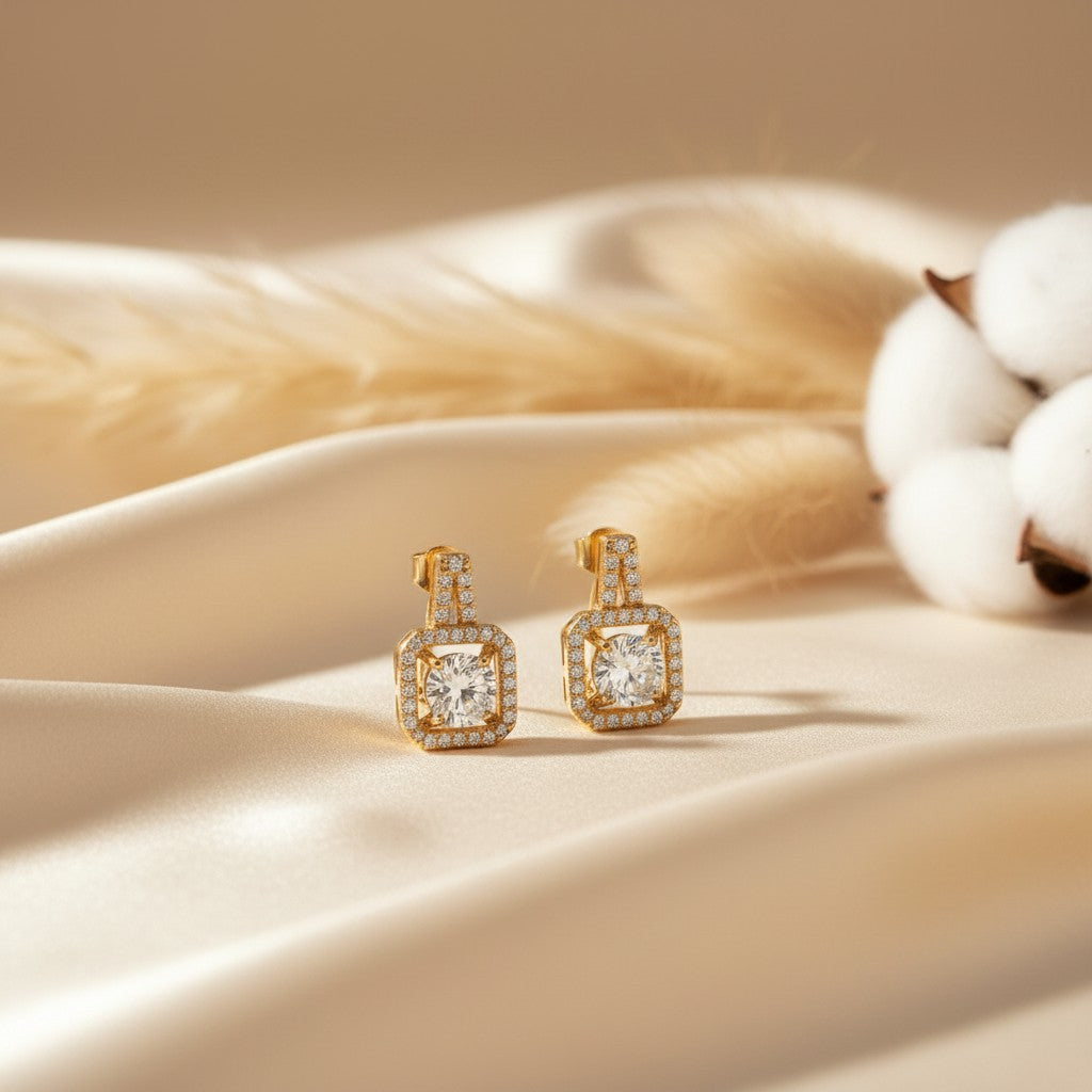 Quadra Mini Cubic Zirconia Stud Earrings