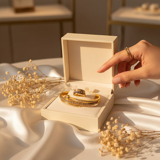 Sentiero Dark Stone Bangle & Ring Set