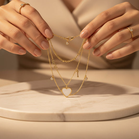 Amore Love & Key Layered Necklace