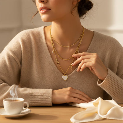 Amore Love & Key Layered Necklace