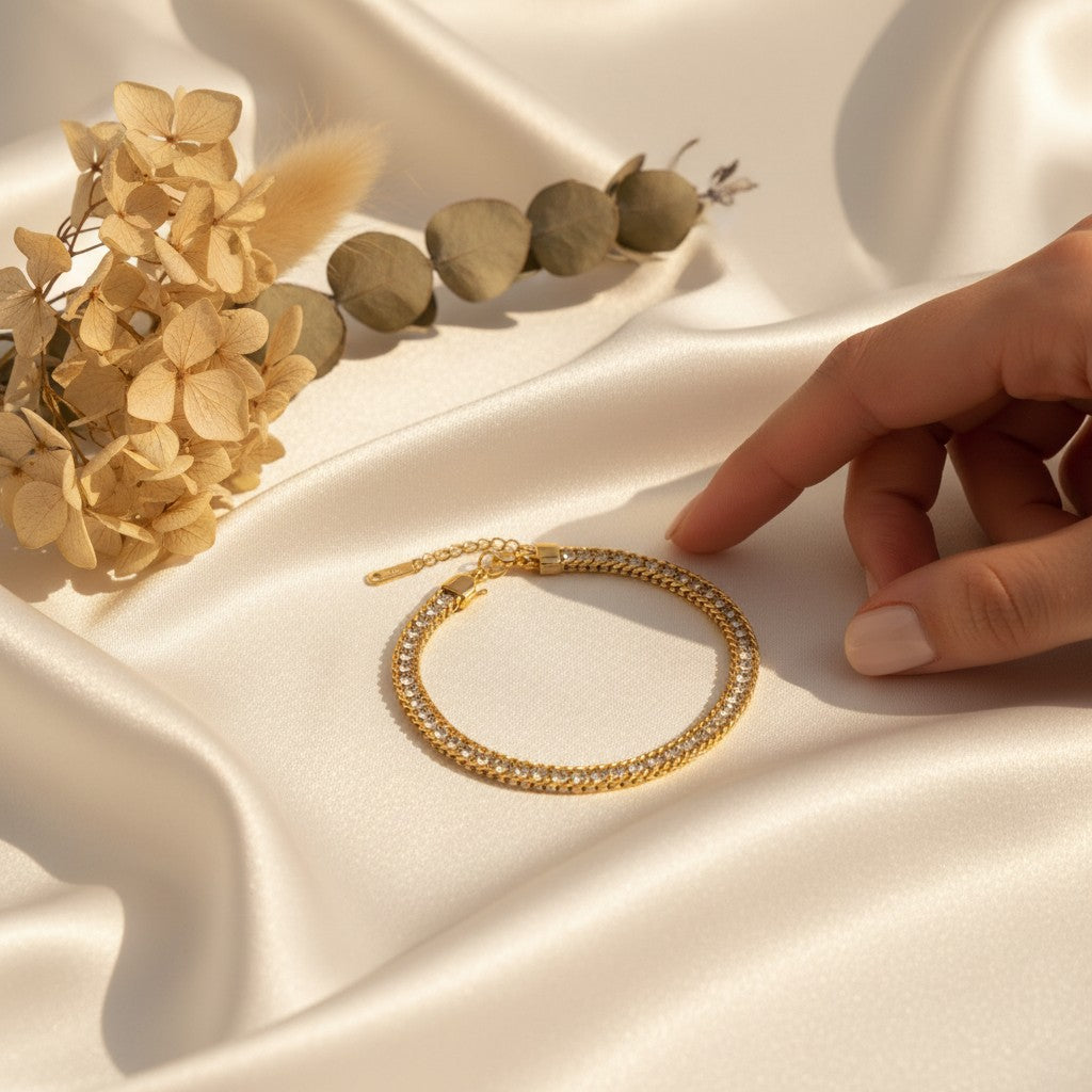 Regale Wide Chain Cubic Zirconia Bracelet