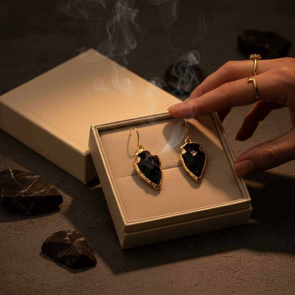 Obsidian Arrow Earrings