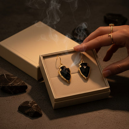 Obsidian Arrow Earrings